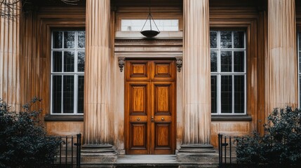 Ornate Wooden Entrance of a Historic Building