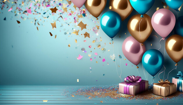 Happy birthday template design. Birthday celebration background with balloon