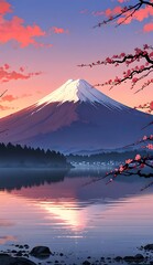 Fototapeta premium Autumn Viewpoint: Mount Fuji and Iconic Chureito Pagoda