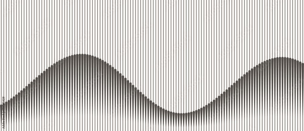 Poster Abstract art geometric background with vertical lines. Optical illusion with waves and transition.