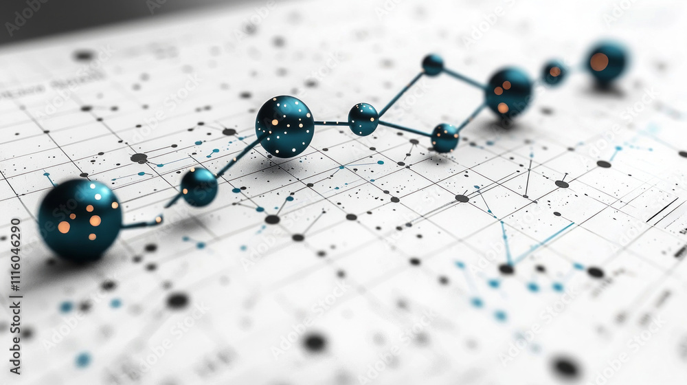 Poster clean and modern progress graph shows teal upward arrow integrated minimal line graph white backgrou