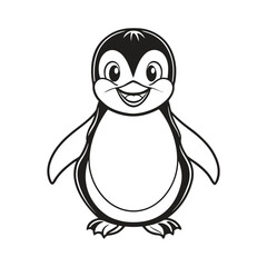 Obraz premium Vector illustration of penguin line art isolated on white background