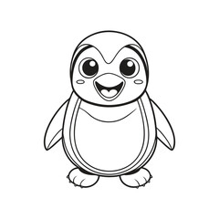 Obraz premium Vector illustration of penguin line art isolated on white background