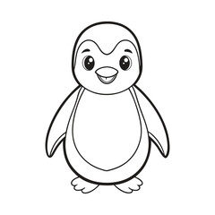 Obraz premium Vector illustration of penguin line art isolated on white background
