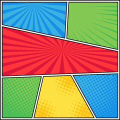 Colorful Square Comic Page Halftone Background