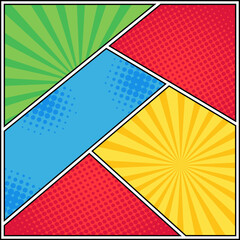 Colorful Square Comic Page Halftone Background