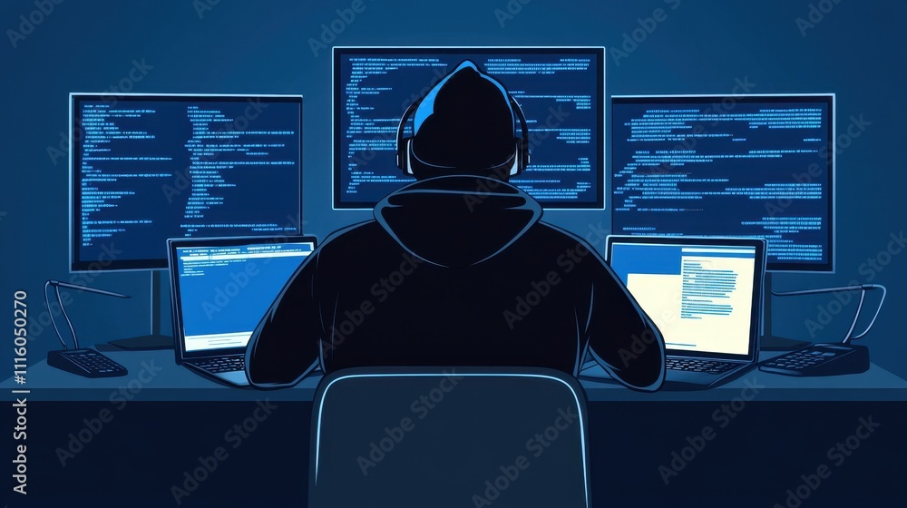 Poster hacker breaking into secure computer systems