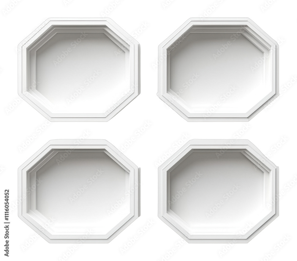 Poster octagonal white frames modern architectural details empty showcase mockup