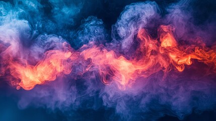 Fototapeta premium Dramatic fiery and colorful smoke blending in an abstract pattern
