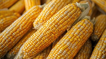 Corn cobs, plantation field. Generative AI