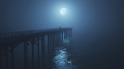 Fototapeta premium Moonlit Bridge Over Tranquil Waters