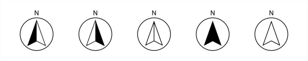 arrows north direction arrow icon or map N sign navigation GPS symbol stock illustration. compass icons element, used for App, Web, Print.

