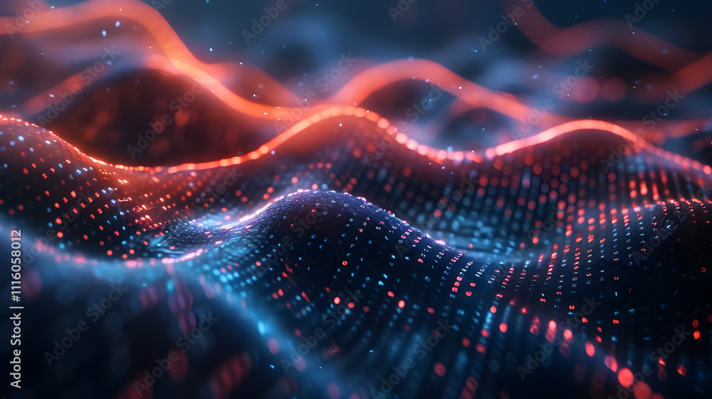 Aufkleber abstract digital art, colorful waves and patterns representing data flow. futuristic technology back