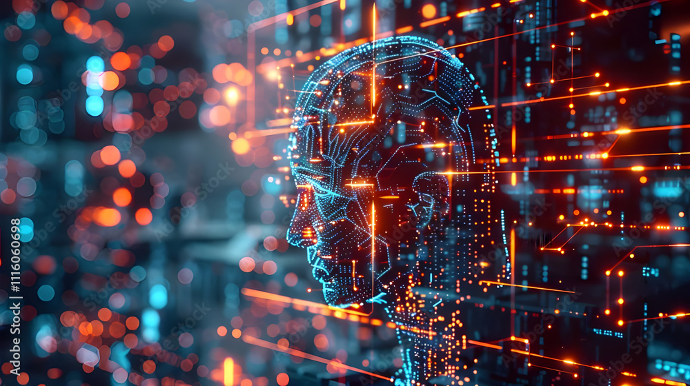 Aufkleber ai technology: a visual representation of machine learning. futuristic ai concept