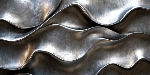 Flowing metal waves create an abstract texture that captivates the eye in this modern artwork installation