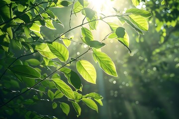 green leaves in sunlight