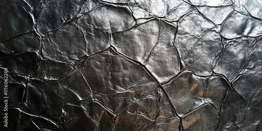 Poster textured leather surface with intricate patterns capturing light and shadow in a dramatic display of