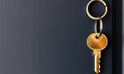 Golden Key Hanging on a Dark Wooden Door - Powered by Adobe