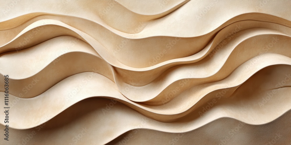 Poster intricate layers of beige creating flowing patterns in artistic design exhibit