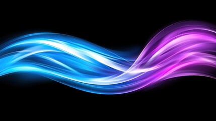 Naklejka premium Abstract Swirling Neon Blue and Purple Waves on Black Background