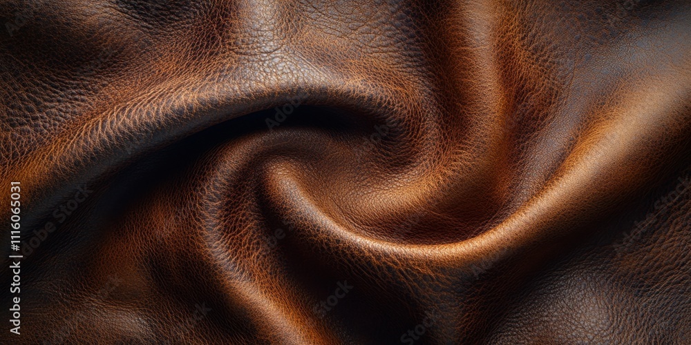 Poster swirls of rich brown leather create a captivating texture with depth and warmth in a stunning displa