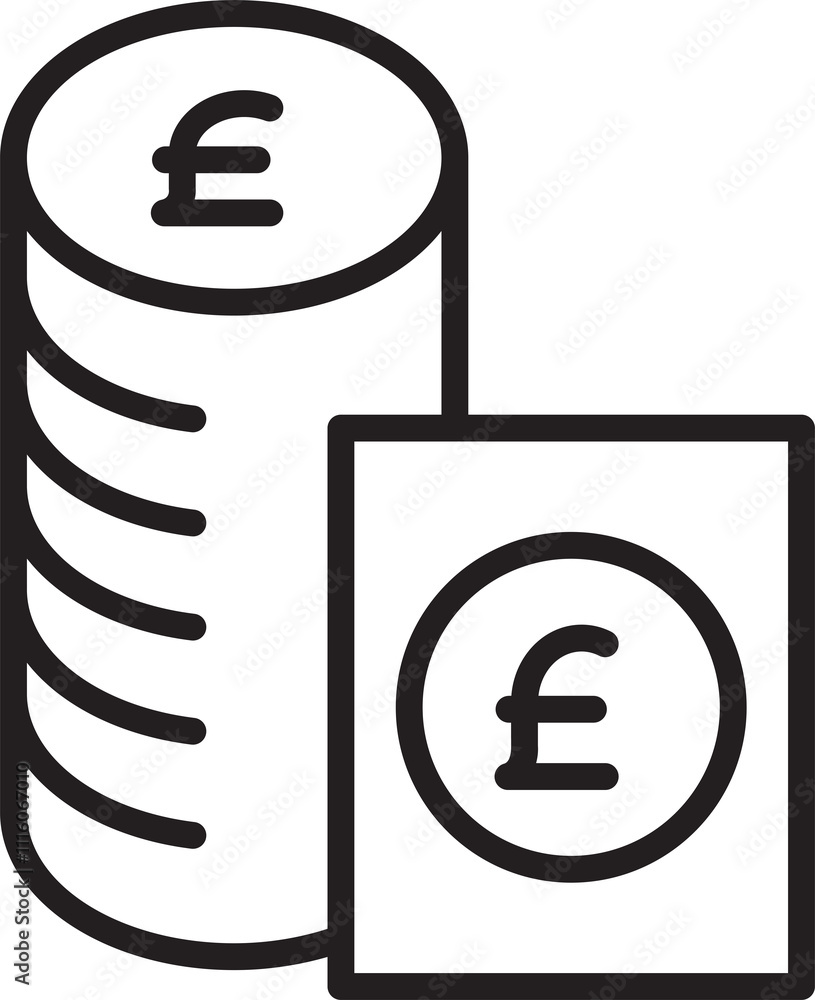 Canvas Prints Pound Money and Coins Icon
