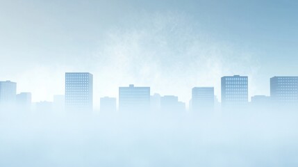 Obraz premium Misty Metropolis: Serene Urban Skyline in the Clouds
