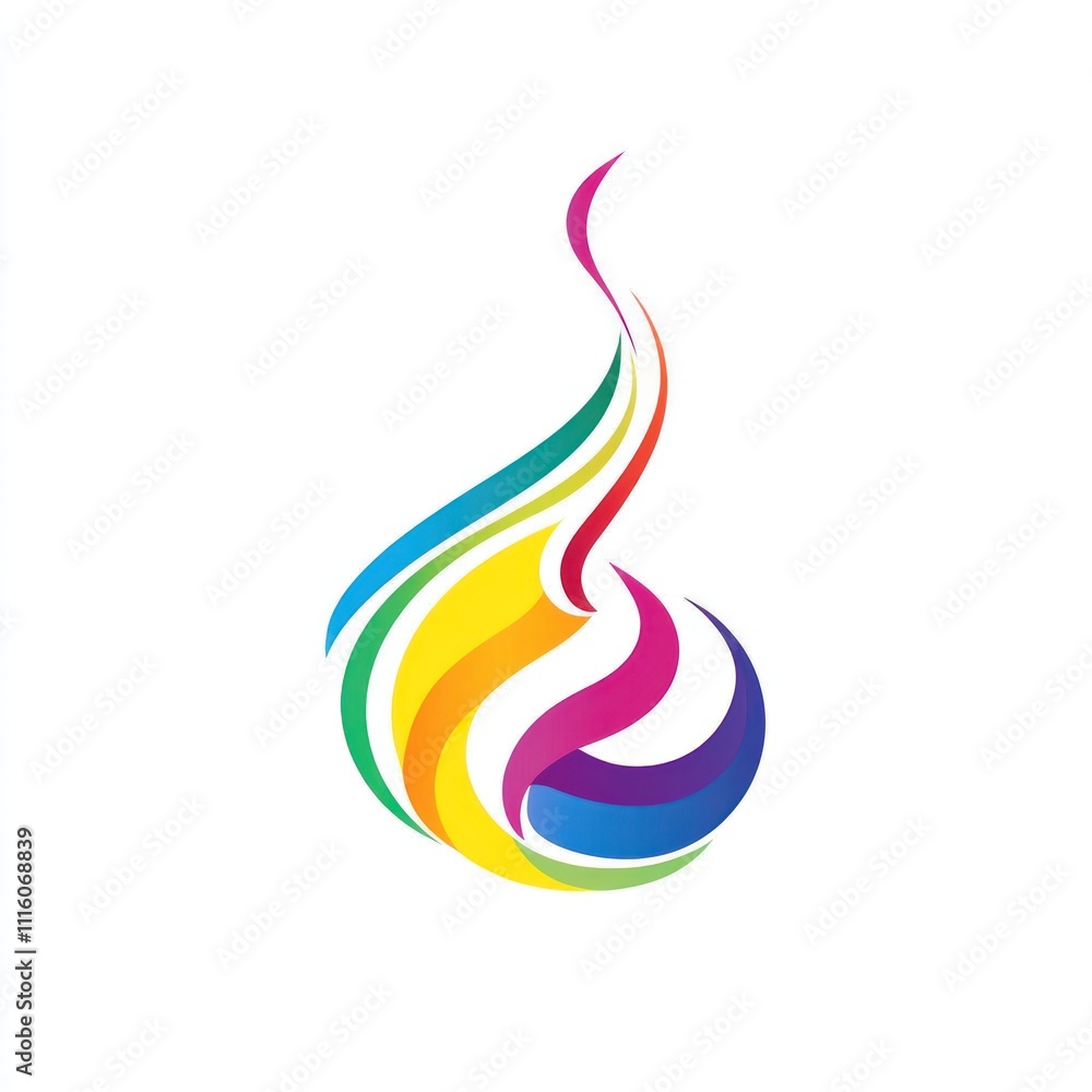 Poster here's a description and keywords for your image.. abstract colorful flame design, vibrant rainbow s