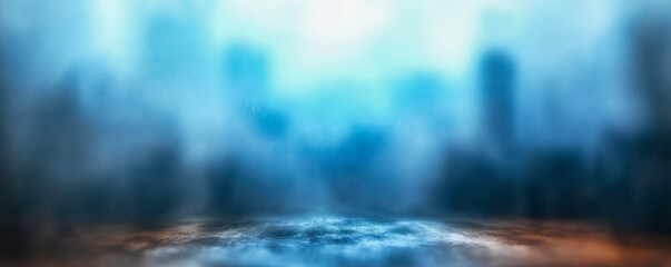 Naklejka premium Abstract urban landscape with blue tones and soft focus