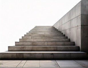 Fototapeta premium Modern concrete stairs with a sleek, minimalist design, isolated on white, representing contemporary architecture