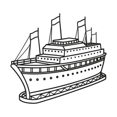 Obraz premium Cruise Ship outline vector illustration