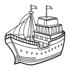 Cruise Ship outline vector illustration