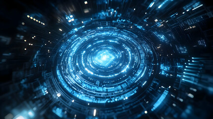 Obraz premium Abstract 3D Digital Background: Futuristic Tech HUD