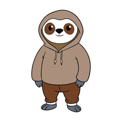 Obraz premium A cute sloth wearing hoodie and baggy pants vector cartoon illustration