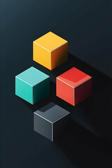 Obraz premium Sleek and vibrant modern details in 3D box icons.