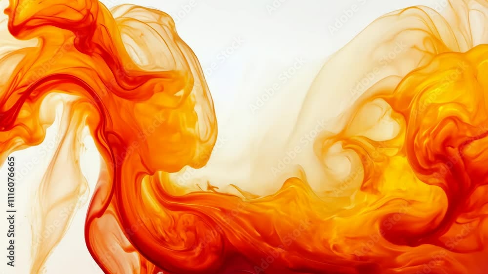 Aufkleber beautiful swirls of orange and yellow abstract liquid art creating mesmerizing patterns against a li
