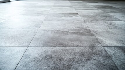 Fototapeta premium Gray tiled floor empty. Generative AI