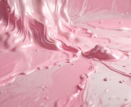Soft pink liquid marble paint dripping onto a surface with shimmering peral gradient background , light colors, shiny
