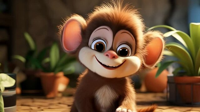 Cute cartoon of a baby monkey animation
