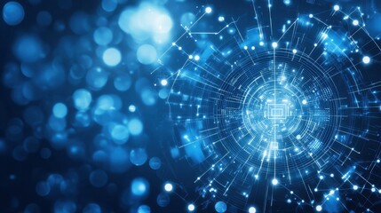 Obraz premium Futuristic Technological Abstract Background with Glowing Circles and Particles