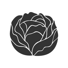 Cabbage icon logo, silhouette template. Isolated on white background.