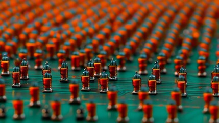 Obraz premium The circuit elements are carefully arranged on a development board that showcases innovation and precision electronic engineering, with each element playing a crucial role in creating functional techn