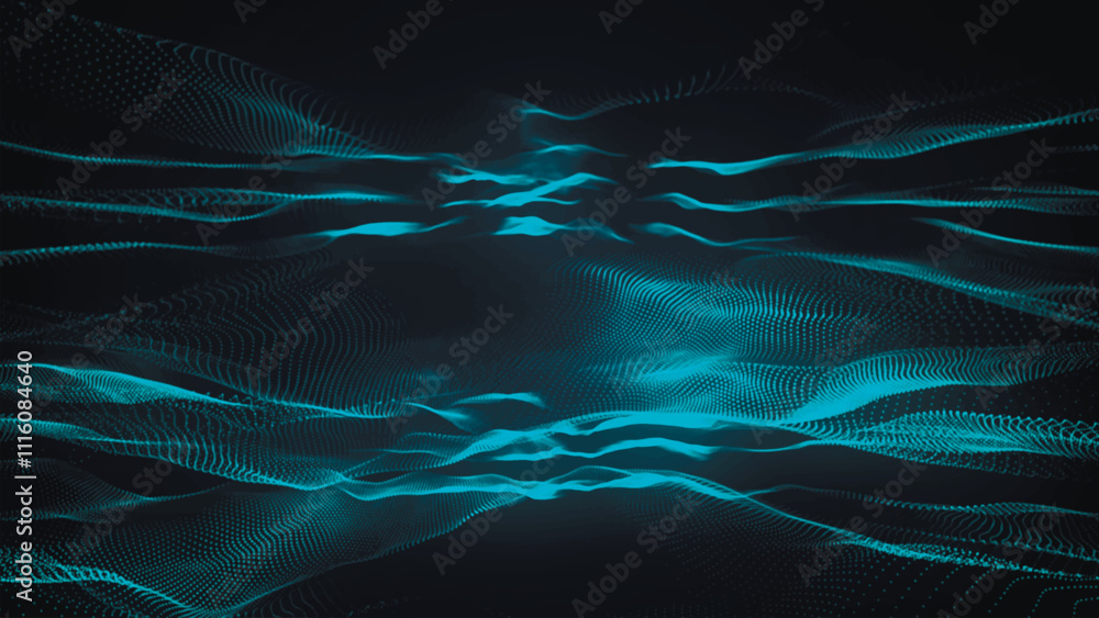 Aufkleber dynamic wave of glowing points. futuristic background for presentation design. 3d vector illustratio