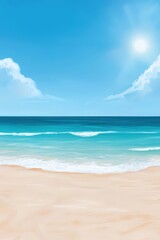 Obraz premium Vivid tropical beach with crystal-clear waters and bright skies
