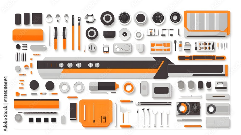 Poster tools and components arrangement digital workspace graphic design modern setting top-down view creat