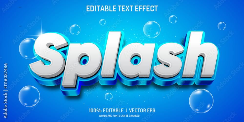 Poster splash vector 3d text effect with modern style design