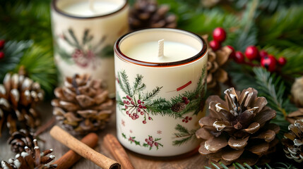 Scented Candles with Winter Design Illustration