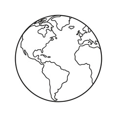 Obraz premium Earth map in outline style world map. Vector line illustration