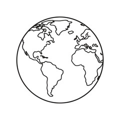 Obraz premium Earth map in outline style world map. Vector line illustration