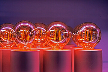 interactive lamps on a gray background. Economy and blackout. Electricity shortage background of...